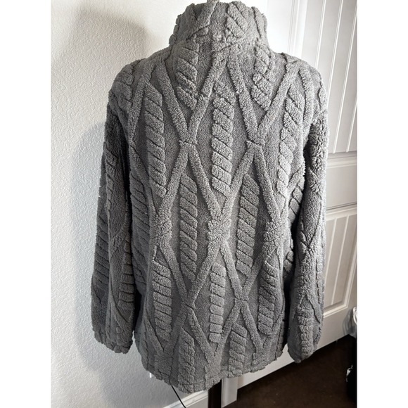 Simply Southern 1/4 Zip Sherpa Pullover Sweater Grey Womens Medium NWT Soft Cozy - Picture 5 of 12